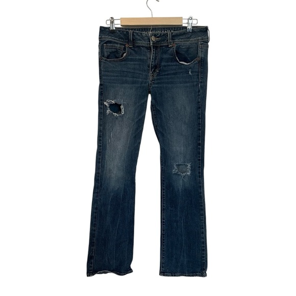 American Eagle Outfitters Jeans Women's 8 Blue Kick Boot Mid Rise Stretch. - Picture 1 of 6